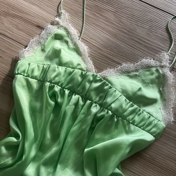 Vintage y2k Japanese Size S Green Slip Dress Negligee Green Tinkerbell Babydoll - Picture 7 of 10